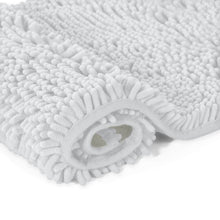 Load image into Gallery viewer, 2 Piece Bath Rug + Square Cutout Toilet Mat Set, White
