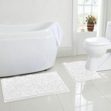 Load image into Gallery viewer, LuxUrux Bathroom Rugs Luxury Chenille 2-Piece Bath Mat Set, White