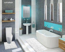 Load image into Gallery viewer, Luxury Microfiber 2-Piece Toilet & Bath Mat Set, XL, White