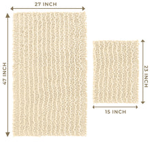 Load image into Gallery viewer, Rectangular 2 Piece Bath Rug Set, 15x23 + 27x47 inch, Cream