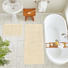 Load image into Gallery viewer, Rectangular 2 Piece Bath Rug Set, 15x23 + 27x47 inch, Cream