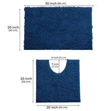 Load image into Gallery viewer, LuxUrux Bathroom Rugs Luxury Chenille 2-Piece Bath Mat Set, Blue