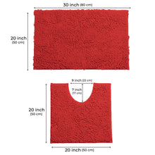 Load image into Gallery viewer, LuxUrux Bathroom Rugs Luxury Chenille 2-Piece Bath Mat Set, Red