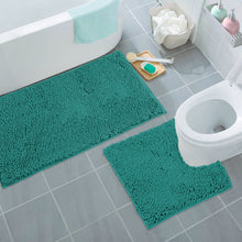 Load image into Gallery viewer, Bathroom Rugs Luxury Chenille 2-Piece Bath Mat Set, Large, Turquoise
