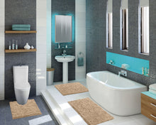 Load image into Gallery viewer, 3 Piece Set (Style A) Bath Rugs + U Shape Toilet Mat, Beige
