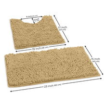 Load image into Gallery viewer, Luxury Chenille Bathroom Rugs 2-Piece Bath Mat Set, Small, Beige
