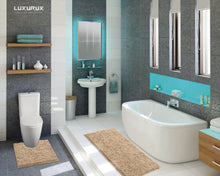 Load image into Gallery viewer, Luxury Microfiber 2-Piece Toilet &amp; Bath Mat Set, XL, Beige
