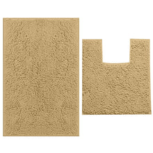 Load image into Gallery viewer, 2 Piece Bath Rug + Square Cutout Toilet Mat Set,
