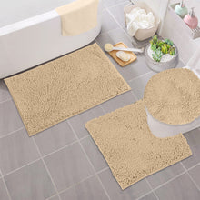 Load image into Gallery viewer, 3pc Set (Style B) Bath Rug + U Shape Toilet Mat + Round Toilet Lid Cover Rug, Birch
