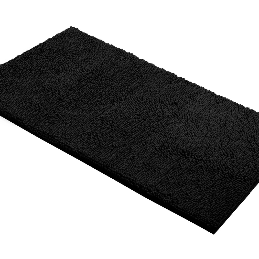 Rectangle Microfiber Bathroom Rug, 27x47 inch, Black