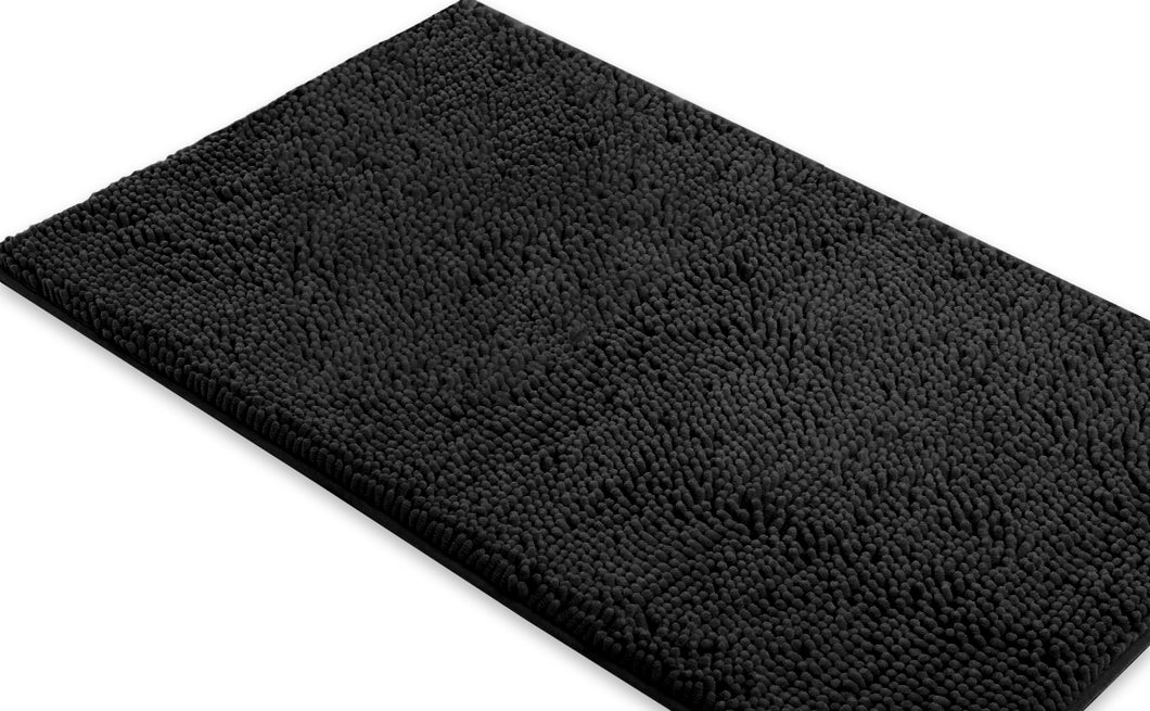 Rectangle Microfiber Bathroom Rug, 24x36 inch, Black
