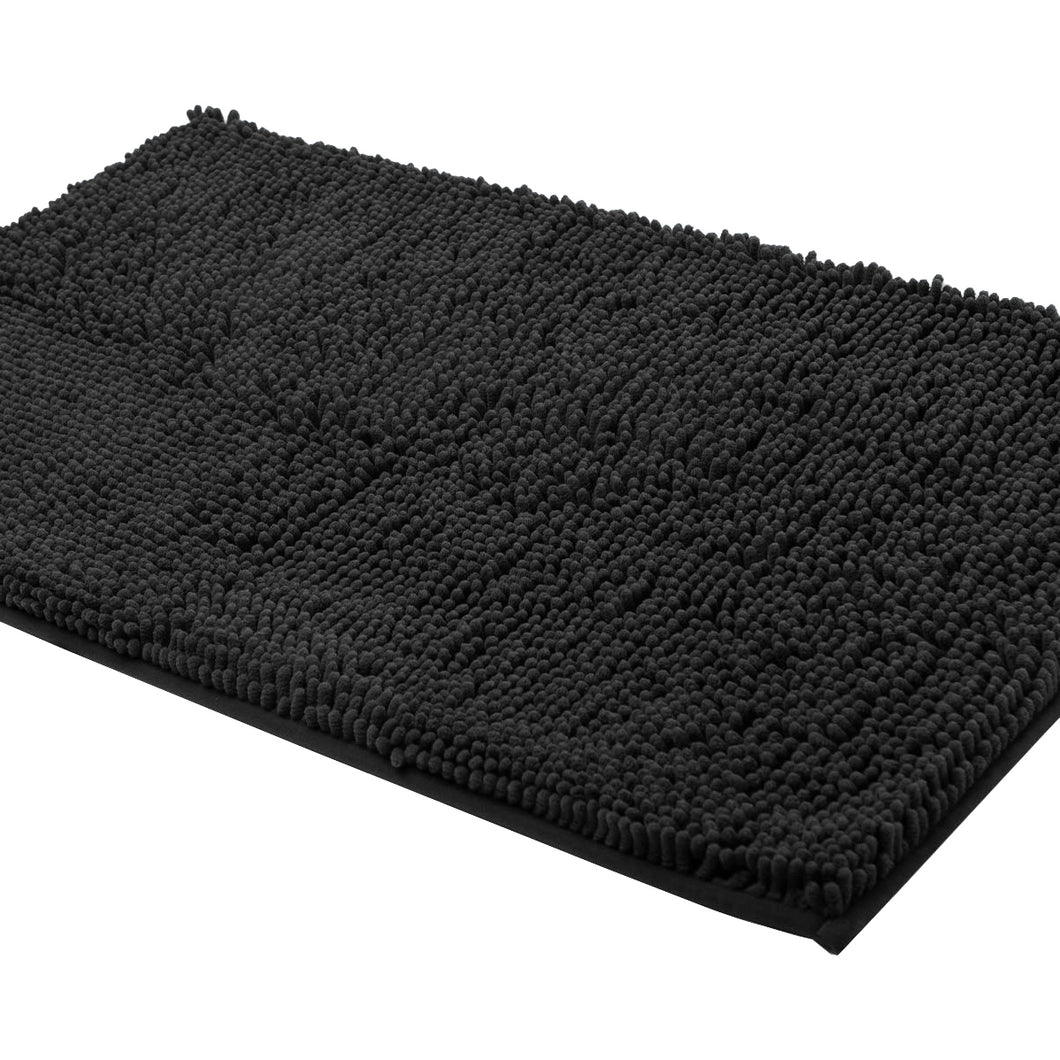 Rectangle Microfiber Bathroom Rug, 24x39 inch, Black