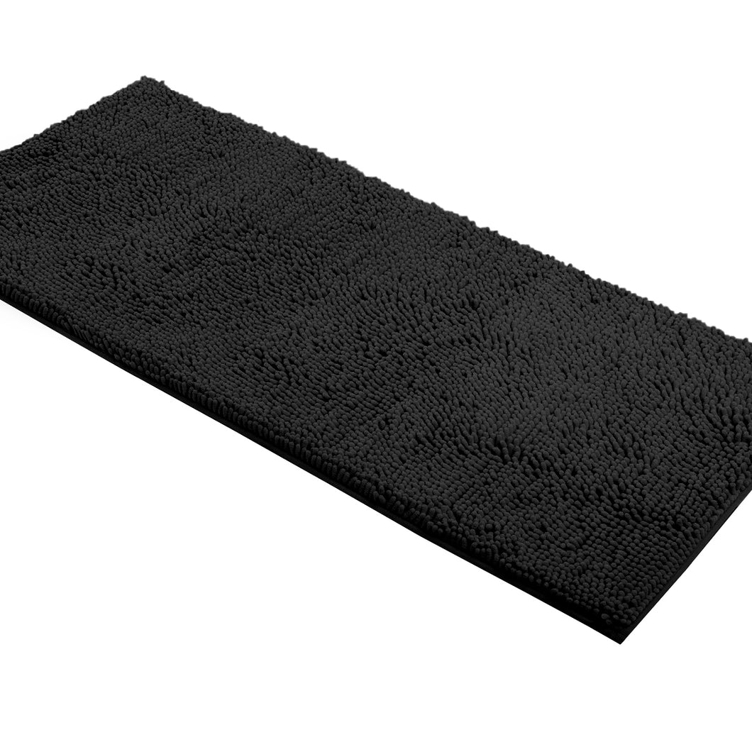 Runner Microfiber Bathroom Rug, 21x59 inch, Black