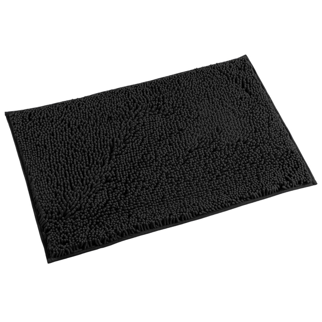 Microfiber Bathroom Rectangle Rug, 20x30 Inch, Black