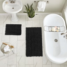 Load image into Gallery viewer, 2 Piece Rectangular Bath Rug Set, 15x23 + 24x36 inch, Black
