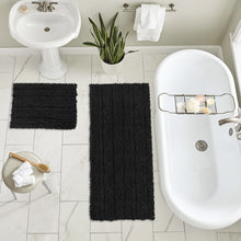 Load image into Gallery viewer, 2 Piece Rectangular Bath Rug Set, 15x23 + 27x47 inch, Black

