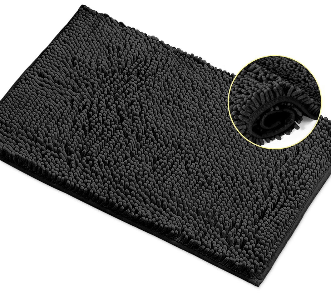 Rectangle Microfiber Bathroom Rug, 15x23 inch, Black