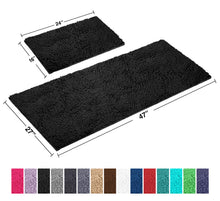 Load image into Gallery viewer, Chenille Microfiber 2-Piece Rectangular Mats Set, XL, Black
