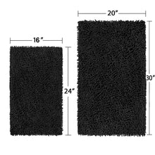 Load image into Gallery viewer, Microfiber 2-Piece Rectangular Mats Set, 20x30 &amp; 15x23 Inch, Black
