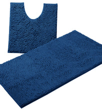 Load image into Gallery viewer, Bathroom Rugs Luxury Chenille 2-Piece Bath Mat Set, Large, Blue
