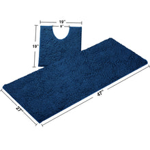 Load image into Gallery viewer, Luxury Microfiber 2-Piece Toilet &amp; Bath Mat Set, XL, Blue
