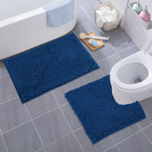 Load image into Gallery viewer, LuxUrux Bathroom Rugs Luxury Chenille 2-Piece Bath Mat Set, Blue
