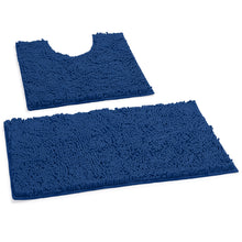 Load image into Gallery viewer, LuxUrux Bathroom Rugs Luxury Chenille 2-Piece Bath Mat Set, Blue
