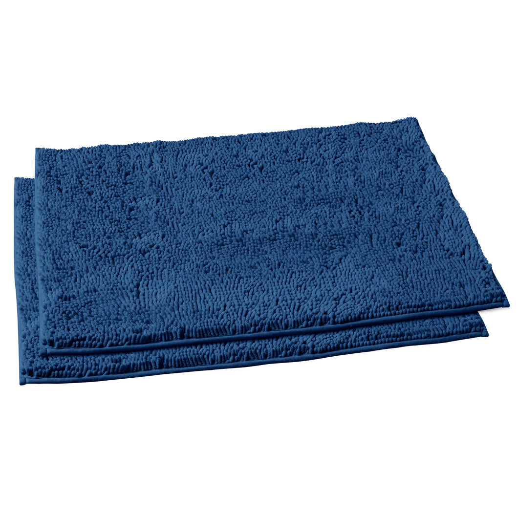 Microfiber Rectangular Rugs, 23x36 Inch 2 Pack Set, Blue