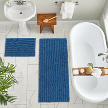 Load image into Gallery viewer, Rectangular 2 Piece Bath Rug Set, 15x23 + 27x47 inch, Blue

