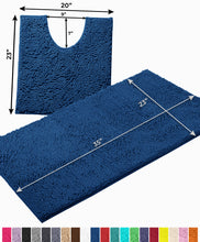 Load image into Gallery viewer, Bathroom Rugs Luxury Chenille 2-Piece Bath Mat Set, Large, Blue
