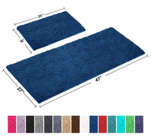 Load image into Gallery viewer, Chenille Microfiber 2-Piece Rectangular Mats Set, XL, Blue
