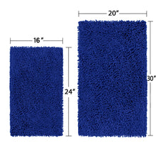 Load image into Gallery viewer, Microfiber 2-Piece Rectangular Mats Set, 20x30 &amp; 15x23 Inch, Blue
