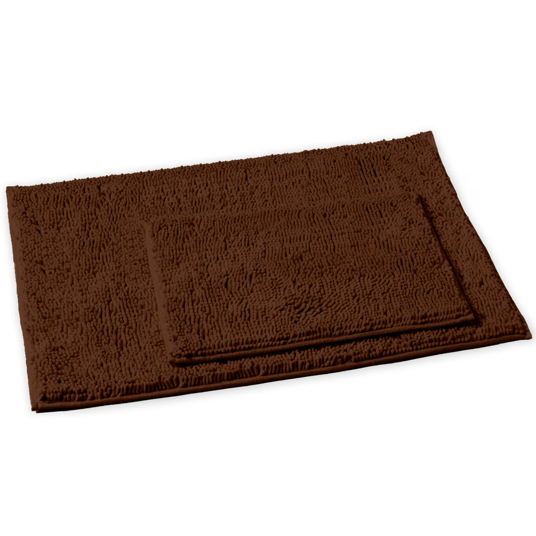 2-Piece Rectangular Mats Set, Large, Brown