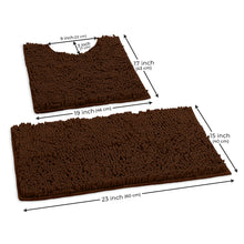 Load image into Gallery viewer, Luxury Chenille Bathroom Rugs 2-Piece Bath Mat Set, Small, Brown
