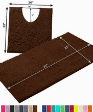 Load image into Gallery viewer, Bathroom Rugs Luxury Chenille 2-Piece Bath Mat Set, Large, Brown
