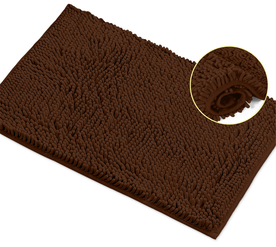 Rectangle Microfiber Bathroom Rug, 15x23 inch, Brown