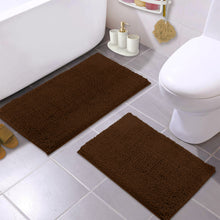 Load image into Gallery viewer, Microfiber 2-Piece Rectangular Mats Set, 20x30 &amp; 15x23 Inch, Brown
