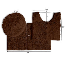 Load image into Gallery viewer, 3pc Set (Style B) Bath Rug + U Shape Toilet Mat + Round Toilet Lid Cover Rug,
