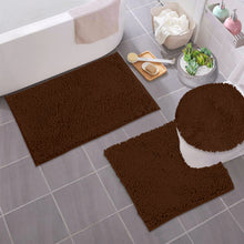 Load image into Gallery viewer, 3pc Set (Style B) Bath Rug + U Shape Toilet Mat + Round Toilet Lid Cover Rug,

