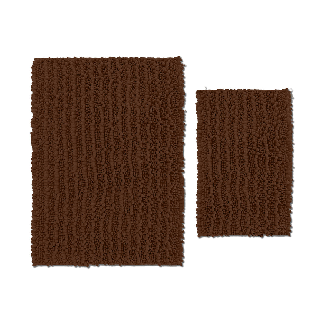 Rectangular 2 Piece Bath Rug Set, 15x23 + 24x36 inch, Brown