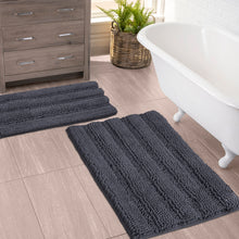 Load image into Gallery viewer, 2 Piece Rectangular Bath Rug Set, 15x23 + 20x30  inch, Charcoal
