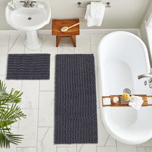 Load image into Gallery viewer, Rectangular 2 Piece Bath Rug Set, 15x23 + 27x47 inch, Charcoal
