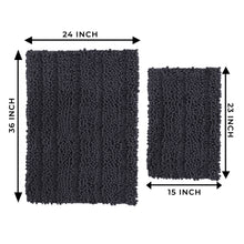 Load image into Gallery viewer, 2 Piece Rectangular Bath Rug Set, 15x23 + 24x36 inch, Charcoal
