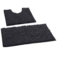 Load image into Gallery viewer, LuxUrux Bathroom Rugs Luxury Chenille 2-Piece Bath Mat Set, Charcoal
