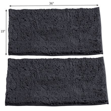 Load image into Gallery viewer, Microfiber Rectangular Rugs, 23x36 Inch 2 Pack Set, Charcoal
