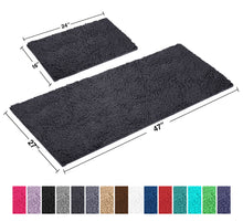 Load image into Gallery viewer, Chenille Microfiber 2-Piece Rectangular Mats Set, XL, Charcoal
