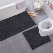 Load image into Gallery viewer, Bathroom Rugs Luxury Chenille 2-Piece Bath Mat Set, Large, Charcoal
