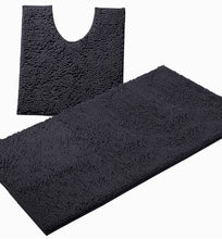 Load image into Gallery viewer, Bathroom Rugs Luxury Chenille 2-Piece Bath Mat Set, Large, Charcoal
