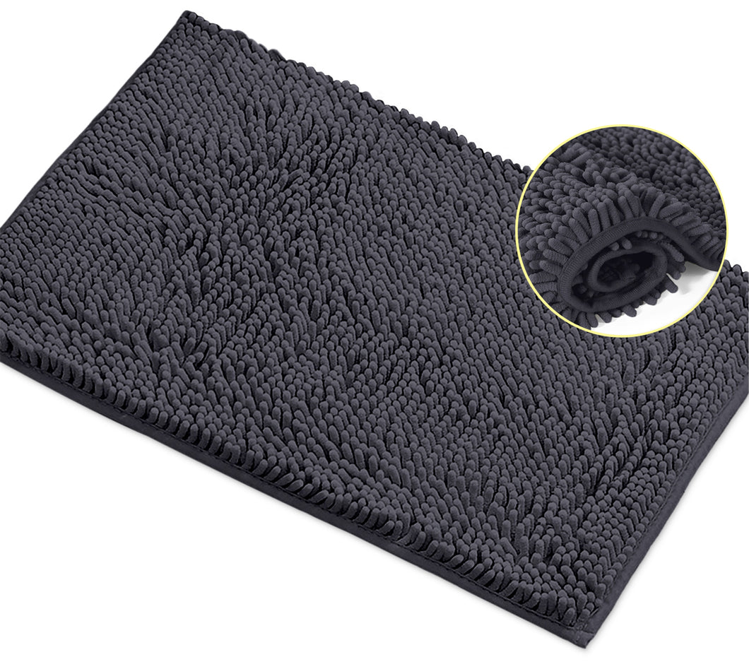 Rectangle Microfiber Bathroom Rug, 15x23 inch, Charcoal