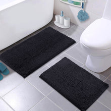 Load image into Gallery viewer, Microfiber 2-Piece Rectangular Mats Set, 20x30 &amp; 15x23 Inch, Charcoal
